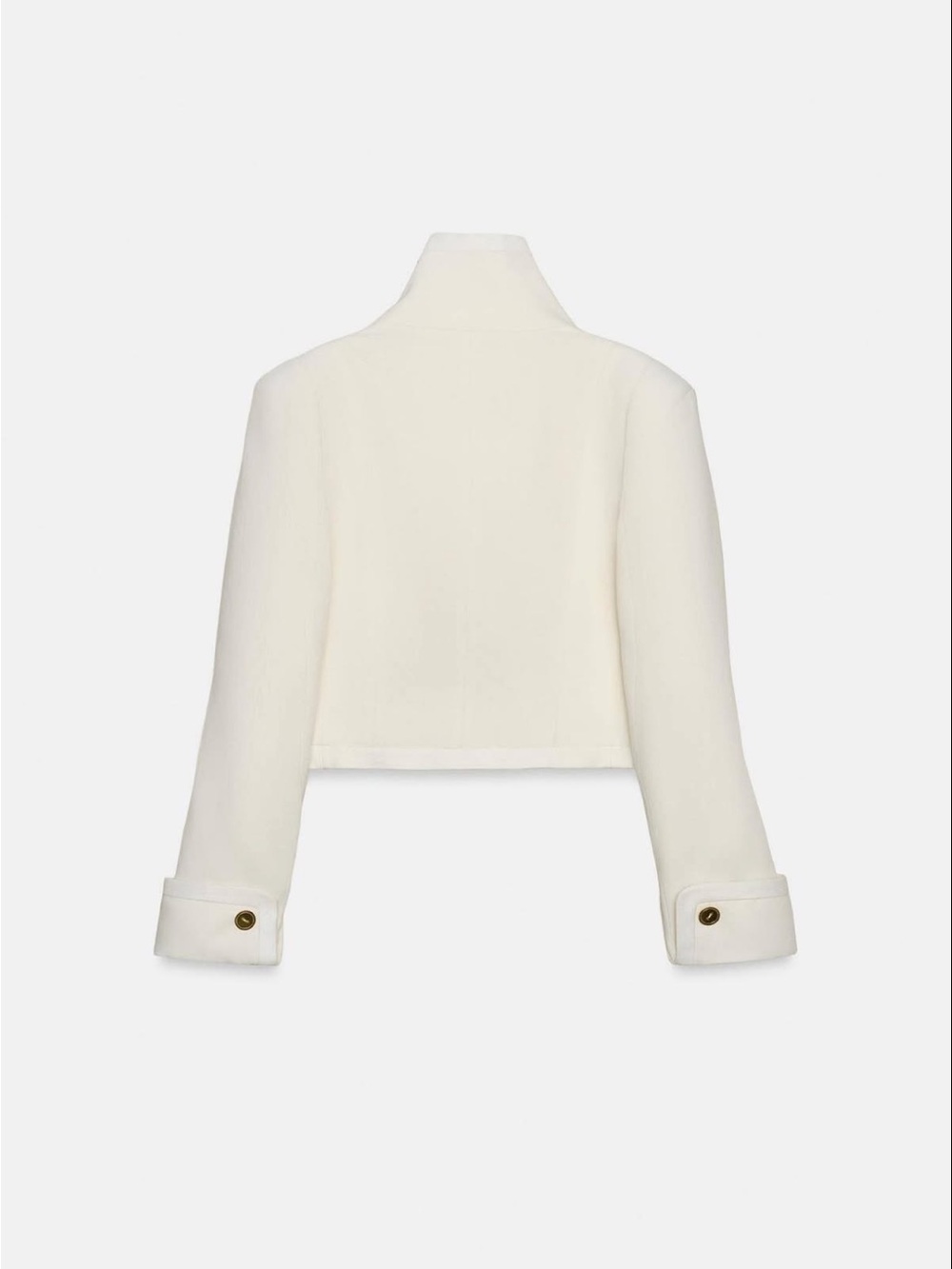 Cream Cropped Bomber Jacket - Picture 7 of 7
